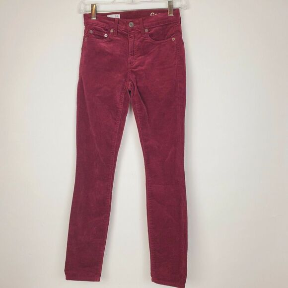 Gap Women's Modern Stretch True Skinny Corduroy Pants Size 24P Red‎ - Picture 1 of 7